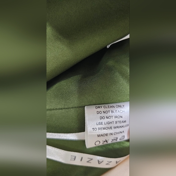 Azazie Womens  Forrest Green Halter Neckline Chiffon Bridesmaid Formal Sz A10 - Picture 8 of 9